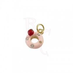 Charms ciambella rosa 18x11 mm