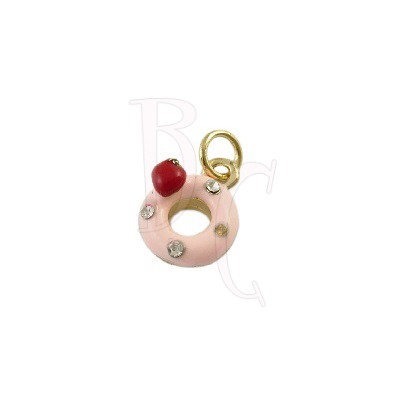 Charms ciambella rosa 18x11 mm