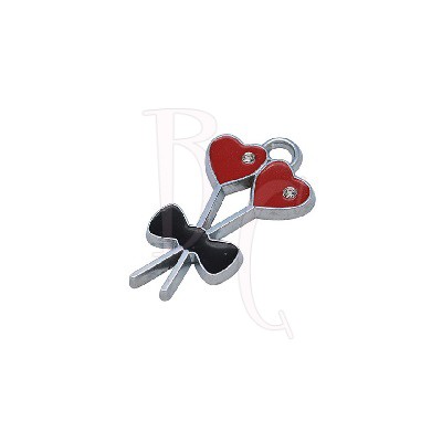 Charms cuori e fiocco 31x17 mm