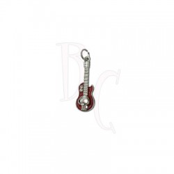 Charms chitarra con teschio rosso 37x11.5 mm