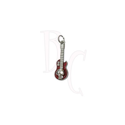Charms chitarra con teschio rosso 37x11.5 mm