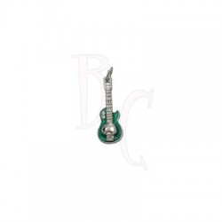 Charms chitarra con teschio verde 37x11.5 mm