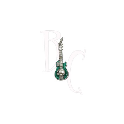 Charms chitarra con teschio verde 37x11.5 mm