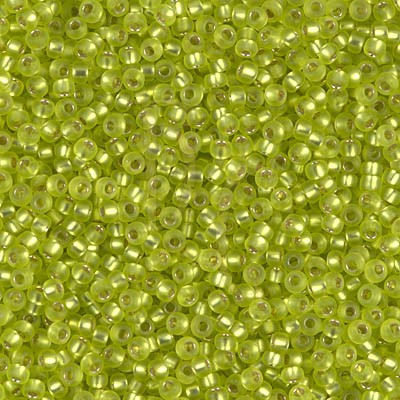 Rocaille 11/0 0014F Matte Silver Lined Chartreuse 10 gr
