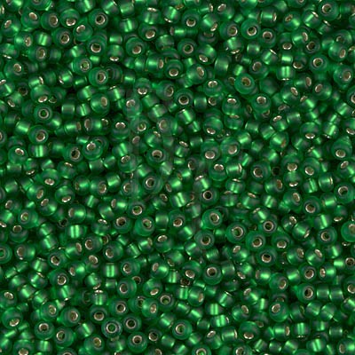 Rocaille 11/0 0016F Matte Silver Lined Green 10 gr