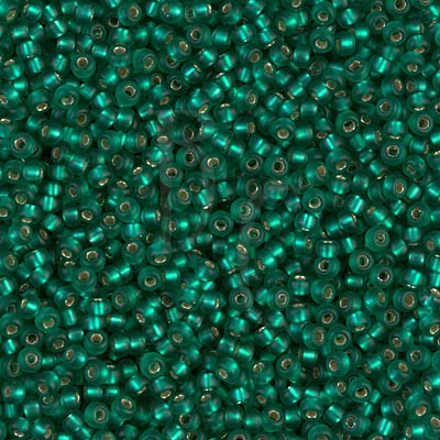 Rocaille 11/0 0017F Matte Silver Lined Emerald 10 gr