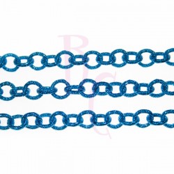 Catena tonda zigr. nido d'ape - satinata 8 mm blu