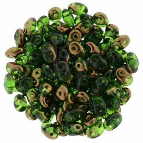 Superduo 2,5X5 mm Luster Bronze 1/2 - Green 10 gr